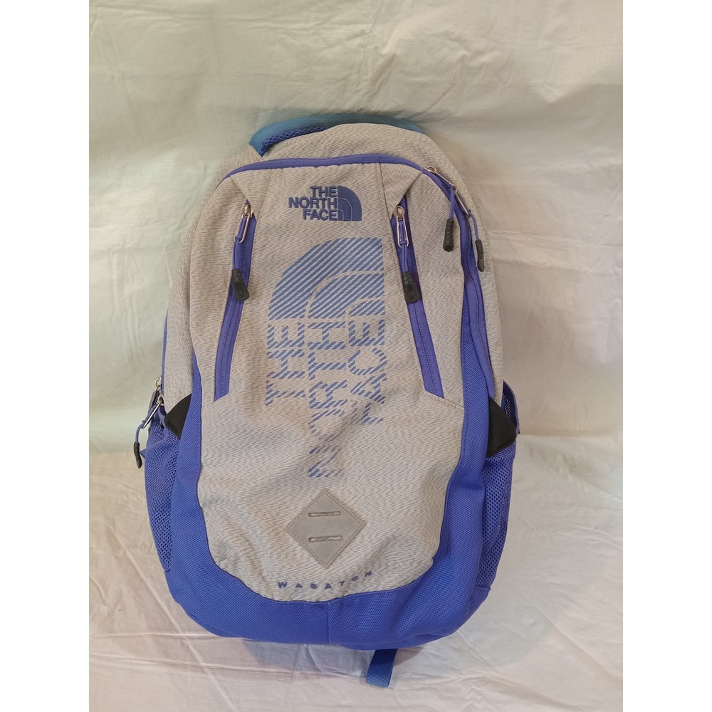 The North Face Wabatoh Backpack Heather Gray Blue Daypack Hiking School Bag